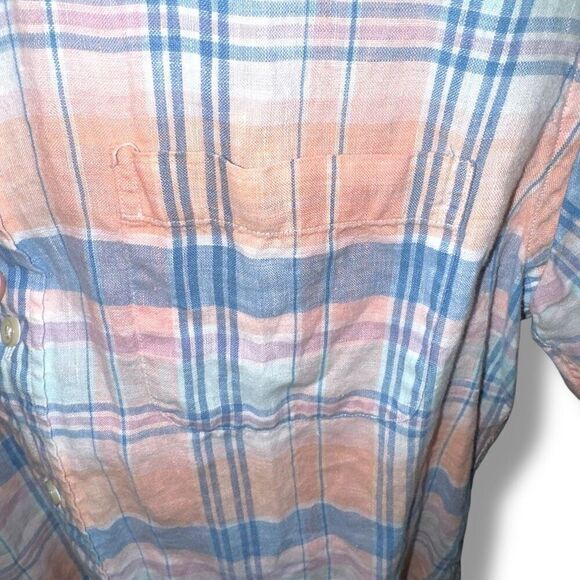 Brooks Brothers Orange & Blue 100% Linen Regent Fit Button Down Sz L - Picture 3 of 7